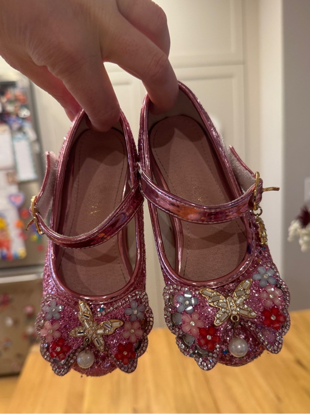 Girls' Pink Embellished Mary Jane Shoes